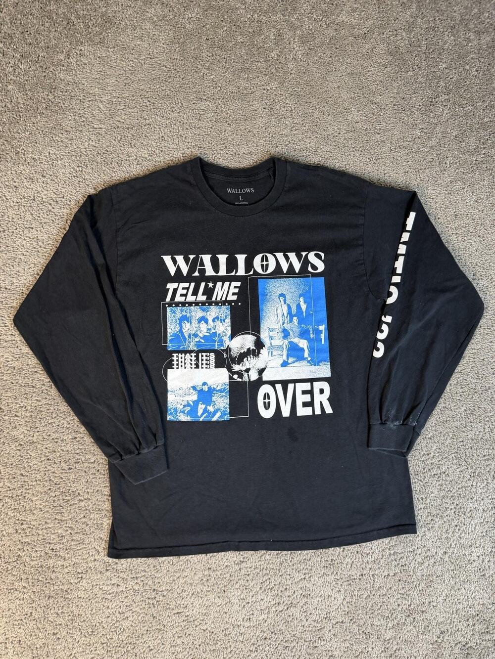 Wallows Shirt Mens L Black Tell Me Over Tour 2022 Graphic Long Sleeve Crew Neck